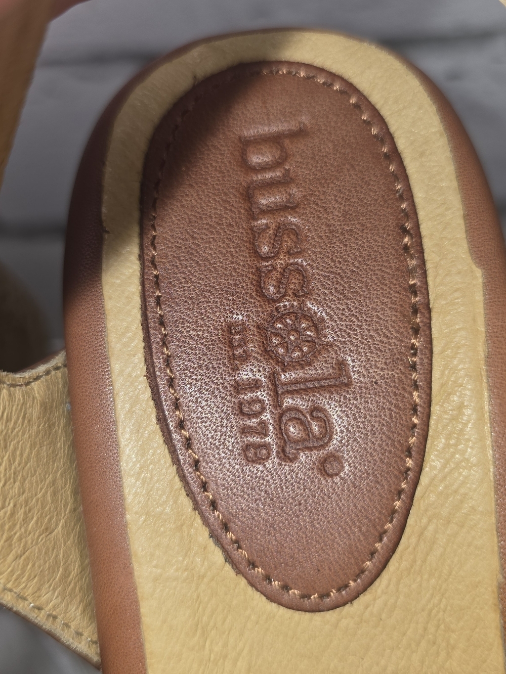 BUSSOLA MANSFIELD PLATFORM WEDGE SANDAL BROWN LEATHER CORK WOMENS 38 - Picture 8 of 14